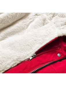 MHM Červeno-ecru teplá dámska zimná bunda (W629)