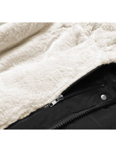 MHM Čierno/ecru/hnedá teplá dámska zimná bunda (W629BIG)