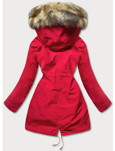 MHM Červeno-ecru teplá dámska zimná bunda (W629)