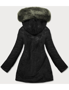 MHM Kaki-čierna teplá dámska obojstranná zimná bunda (W610)