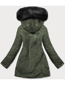 MHM Čierno/khaki teplá obojstranná dámska zimná bunda (W610)