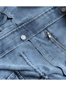 S'WEST Svetlo modro/ecru dámska džínsová bunda s kožušinovou podšívkou (BR8048-50046)