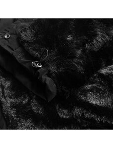 MHM Čierna dámska zimná bunda s kožušinovou podšívkou (W635)