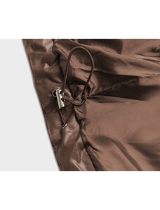 Ann Gissy Voľná hnedá dámska zimná bunda z ekologickej kože (AG2-J90)