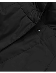 LHD Čierny dámsky zimný kabát s opaskom (2M-061)