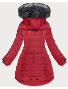 LHD Tmavo červená asymetrická dámska zimná bunda (M-21301)