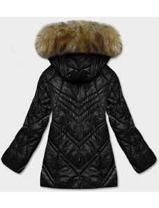 Glakate Čierna dámska bunda s kapucňou pre prechodné obdobie (H-97)