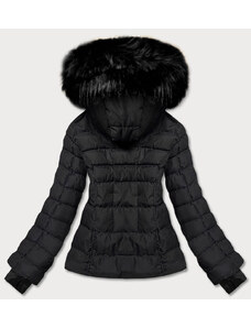 J.STYLE Krátka čierna dámska zimná bunda s kožušinou (5M768-392A)
