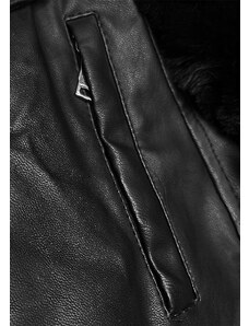 J.STYLE Zateplená čierna bunda ramoneska s kapucňou (11Z8059)