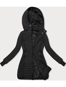 LHD Čierna dámska bunda s kapucňou pre prechodné obdobie (2M-017)