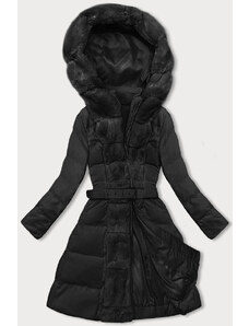 J.STYLE Čierna dámska zimná bunda s ozdobnou kožušinou (5M3158-392)
