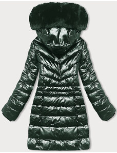 LHD Tmavozelená dámska vypasovaná zimná bunda (2M-032)