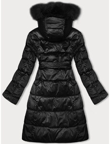 Čierna dámska zimná bunda s opaskom S'west (B8195-1)