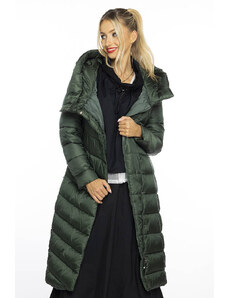 Ann Gissy Dlhá zelená dámska bunda s kapucňou AnnGissy (AG1-J9169)