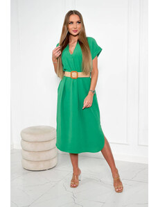 K-Fashion Šaty s ozdobným pásom zelené
