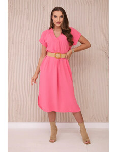 K-Fashion Šaty s ozdobným opaskom svetlo ružové