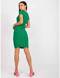 Factory Price Zelené dámske ceruzkové šaty s krátkymi rukávmi Rue Paris (5604-13)