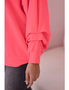 K-Fashion Bavlnená blúzka s mašľou Ružová neónová