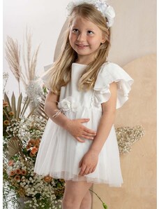 Dievčenské bavlnené šaty Jamiks béžová farba, mini, áčkový strih