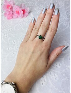 Webmoda Dámsky strieborný prsteň so zeleným kryštálom 5