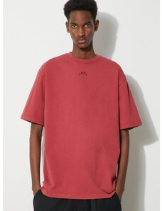 Bavlnené tričko A-COLD-WALL* Essential T-Shirt pánske, červená farba, s nášivkou, ACWMTS177
