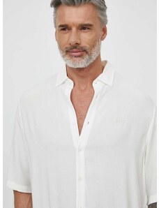 Košeľa Armani Exchange pánska, biela farba, voľný strih, s klasickým golierom, 3DZC01 ZN3UZ