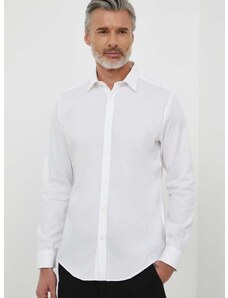 Bavlnená košeľa Liu Jo pánska, biela farba, slim, s klasickým golierom