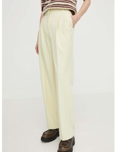 Nohavice Samsoe Samsoe HAVENY dámske, žltá farba, rovné, vysoký pás, F23300178