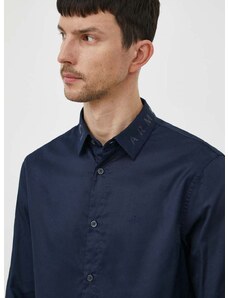 Bavlnená košeľa Armani Exchange pánska, tmavomodrá farba, regular, s klasickým golierom, 3DZC36 ZNAUZ