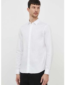 Bavlnená košeľa Armani Exchange pánska, biela farba, regular, s klasickým golierom, 3DZC36 ZNAUZ