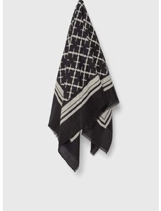 Vlnený šál By Malene Birger čierna farba, vzorovaná