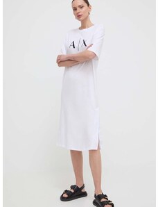 Bavlnené šaty Armani Exchange biela farba, mini, rovný strih, 3DYA79 YJ3RZ