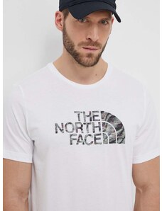 Bavlnené tričko The North Face pánsky, biela farba, s potlačou, NF0A87N5YPO1