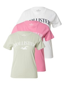 HOLLISTER Tričko pastelovo zelená / svetloružová / čierna / biela