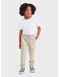 Detské nohavice Levi's béžová farba, jednofarebné