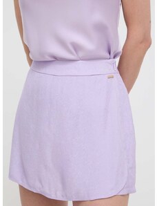 Sukňo-šortky Armani Exchange fialová farba, jednofarebné, vysoký pás, 3DYS66 YN9RZ