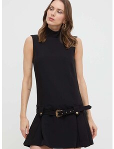 Šaty Versace Jeans Couture čierna farba, mini, rovný strih, 76HAO924 N0103