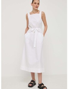 Bavlnené šaty Max Mara Leisure biela farba, midi, áčkový strih, 2416221068600