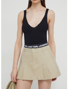 Bavlnená sukňa Karl Lagerfeld Jeans béžová farba, mini, áčkový strih