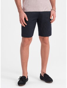 Ombre Men's structured knit shorts with chino pockets - navy blue