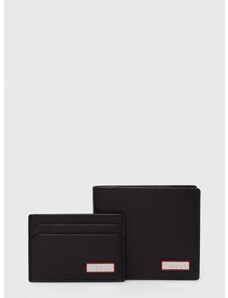 Peňaženka a kožený obal na karty HUGO čierna farba,50516995