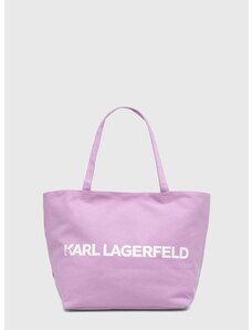 Bavlnená taška Karl Lagerfeld fialová farba