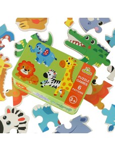 KIK Puzzle v plechovke safari zvieratá 25 puzzle