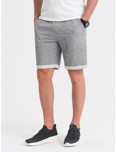 Ombre Clothing Men's LOOSE FIT melange fabric shorts - gray V6 OM-SRSK-0116