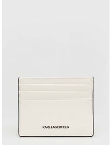 Kožené puzdro na karty Karl Lagerfeld biela farba