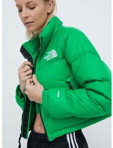 Páperová bunda The North Face NUPTSE SHORT JACKET dámska, zelená farba, zimná, NF0A5GGEPO81