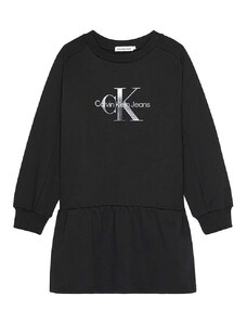 Dievčenské šaty Calvin Klein Jeans čierna farba, midi, áčkový strih