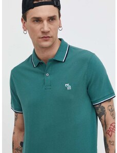 Polo tričko Abercrombie & Fitch pánsky, zelená farba, s nášivkou