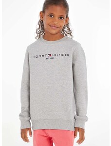Detská bavlnená mikina Tommy Hilfiger šedá farba,s nášivkou,KS0KS00212