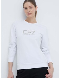 Tričko s dlhým rukávom EA7 Emporio Armani dámsky, biela farba
